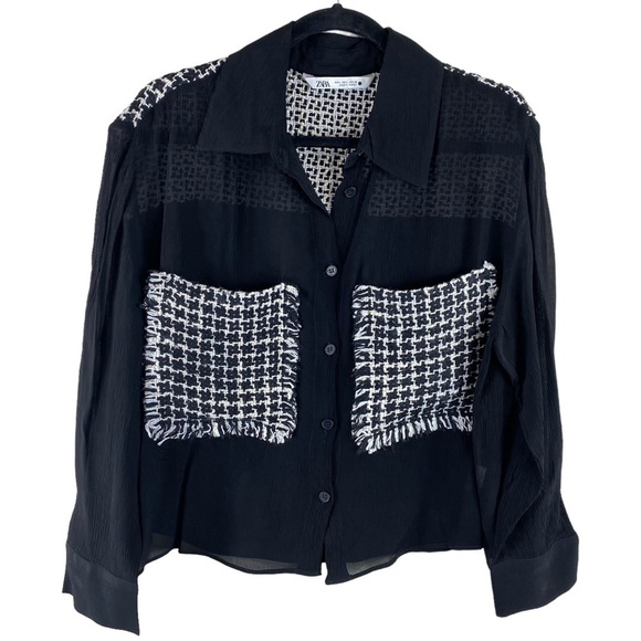 Zara Black and White Blouse - Picture 2 of 10